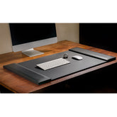 Classic Black Leather 34 x 20 Desk Mat with Folding Side Rails